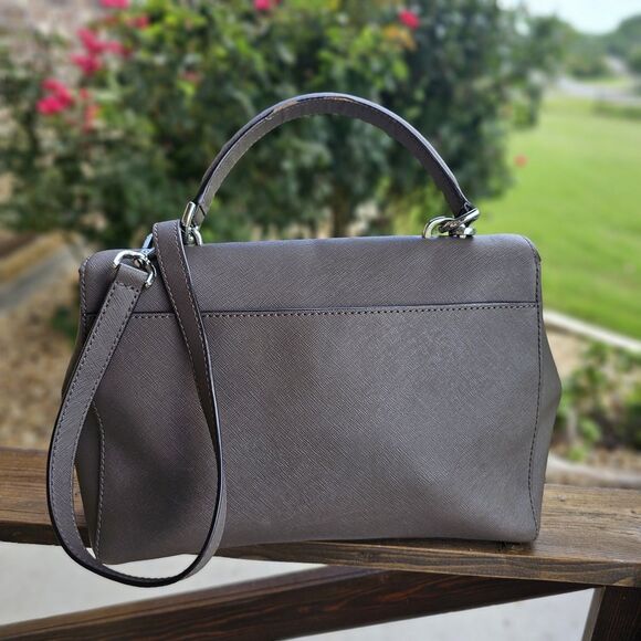 Michael Kors Grey Leather Medium Ava Top Handle Bag With Crossbody Strap - Picture 4 of 6